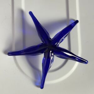 Cobalt Blue Art Glass Starfish Decorative Paperweight